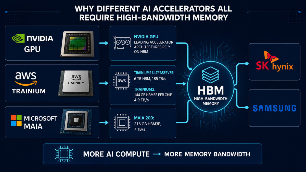 AWS Trainium과 Microsoft Maia를 거쳐 한국 HBM 수요로 이어지는 AI 가속기 메모리 구조